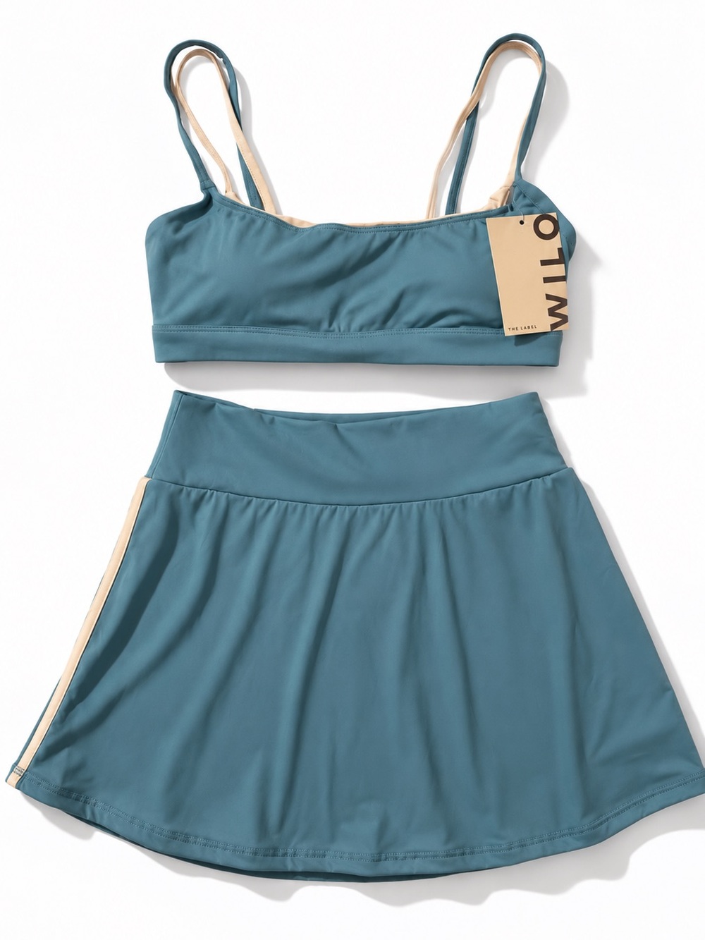Wilo The Label Double Layer Sports Bra & Skort Set Azure Blue M NWT - Picture 11 of 11